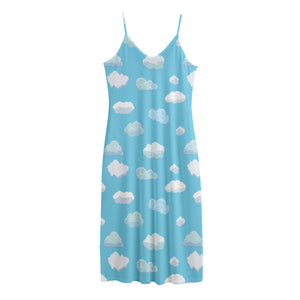 Pixel Cloud Pattern Print Jersey Midi Cami Dress