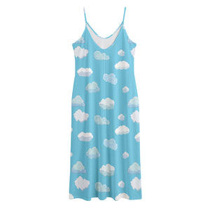 Pixel Cloud Pattern Print Jersey Midi Cami Dress