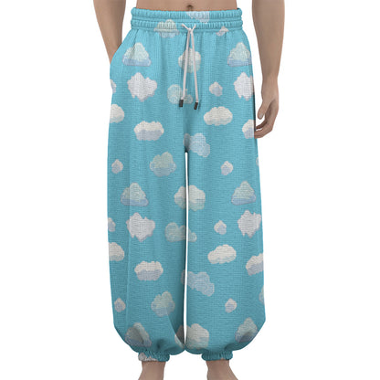 Pixel Cloud Pattern Print Lantern Pants