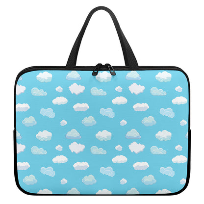 Pixel Cloud Pattern Print Laptop Sleeve With Handle