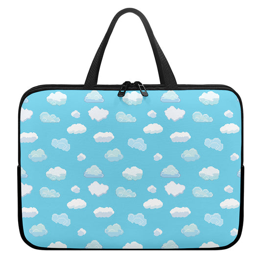 Pixel Cloud Pattern Print Laptop Sleeve With Handle