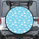 Pixel Cloud Pattern Print Leather Spare Tire Cover