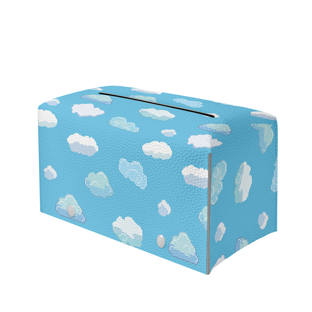 Pixel Cloud Pattern Print Leather Tissue Box Cover