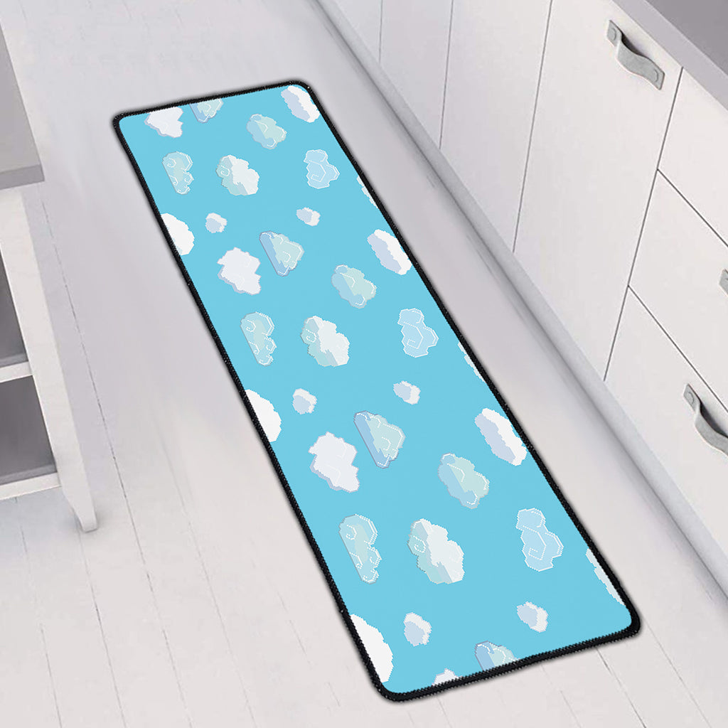 Pixel Cloud Pattern Print Long Kitchen Mat