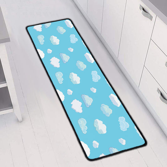 Pixel Cloud Pattern Print Long Kitchen Mat