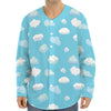 Pixel Cloud Pattern Print Long Sleeve Baseball Jersey