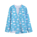 Pixel Cloud Pattern Print Long Sleeve Short Coat