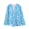 Pixel Cloud Pattern Print Long Sleeve Short Coat