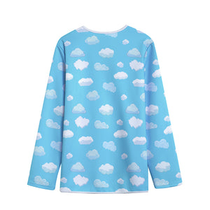 Pixel Cloud Pattern Print Long Sleeve Short Coat