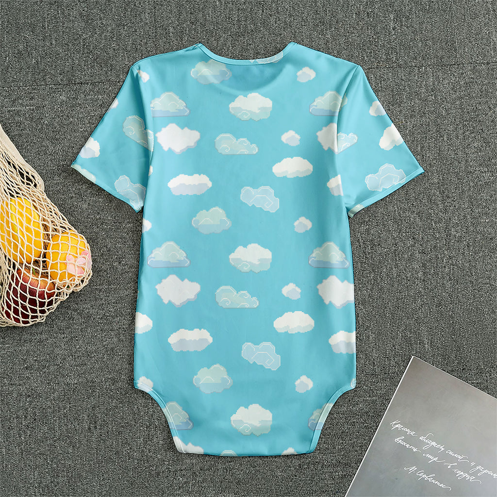 Pixel Cloud Pattern Print Men's Bodysuit