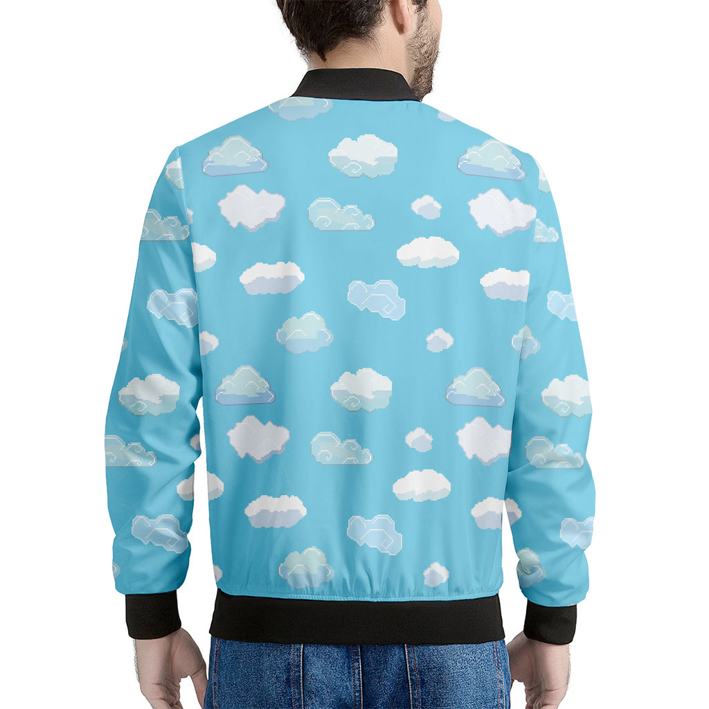 Pixel Cloud Pattern Print Men's Bomber Jacket