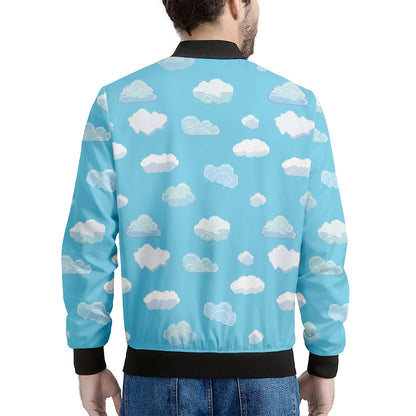 Pixel Cloud Pattern Print Men's Bomber Jacket