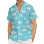 Pixel Cloud Pattern Print Men's Deep V-Neck Shirt