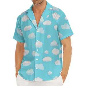 Pixel Cloud Pattern Print Men's Deep V-Neck Shirt