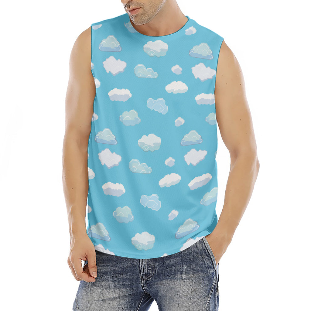 Pixel Cloud Pattern Print Men's Fitness Tank Top