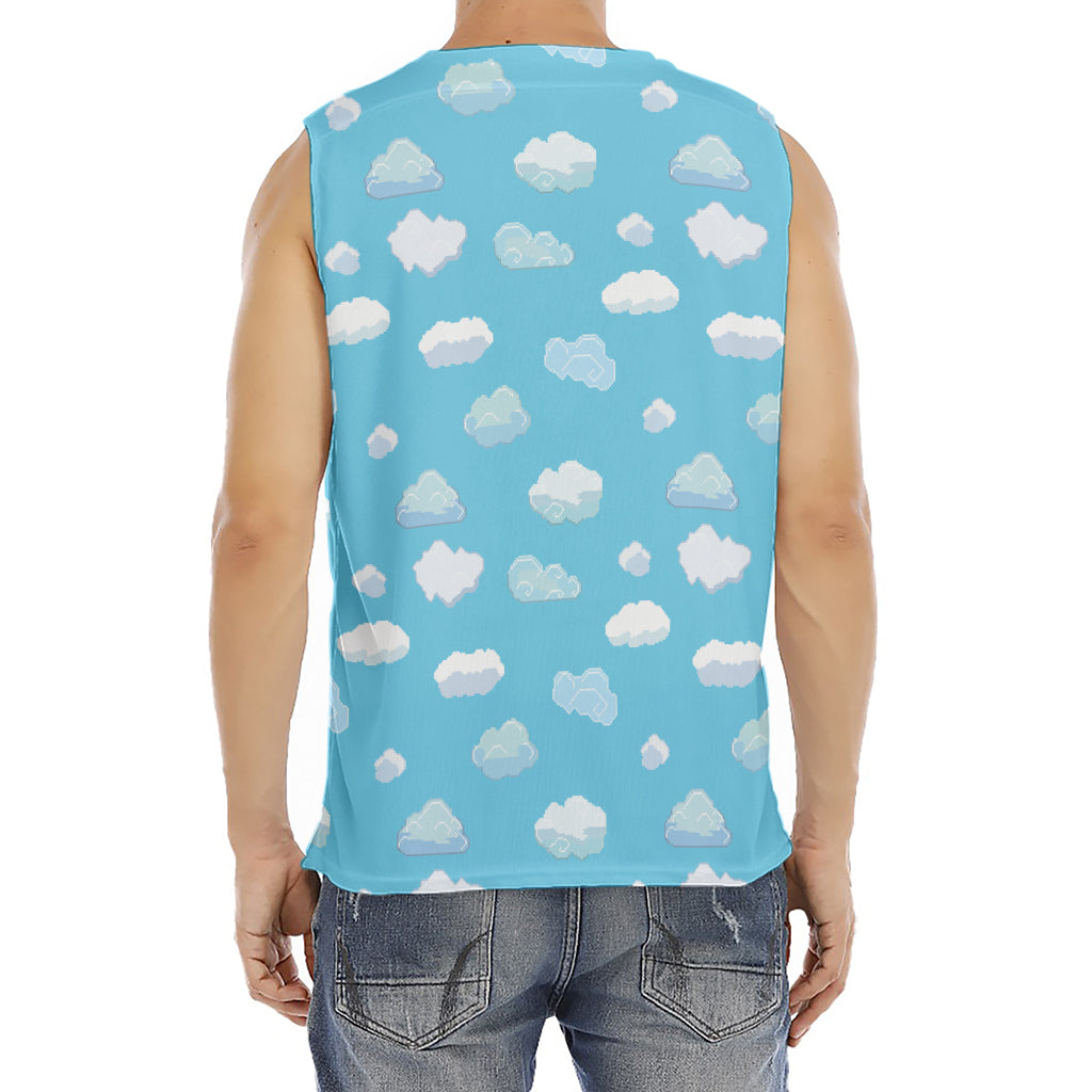 Pixel Cloud Pattern Print Men's Fitness Tank Top