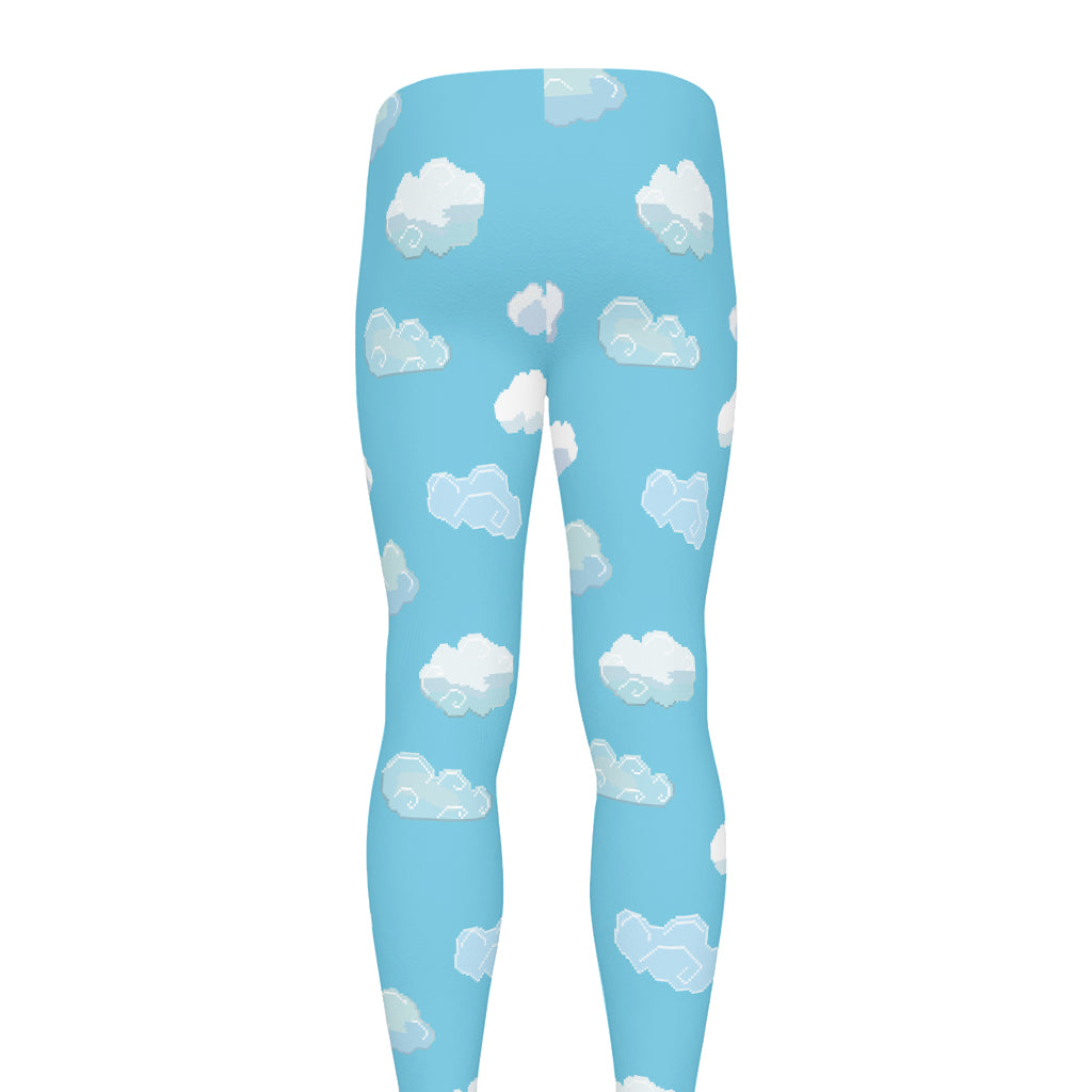 Pixel Cloud Pattern Print Men's leggings