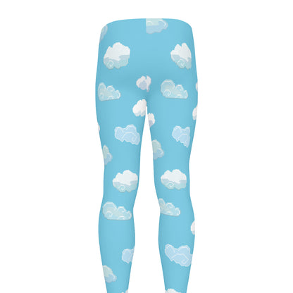 Pixel Cloud Pattern Print Men's leggings