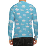 Pixel Cloud Pattern Print Men's Long Sleeve Rash Guard