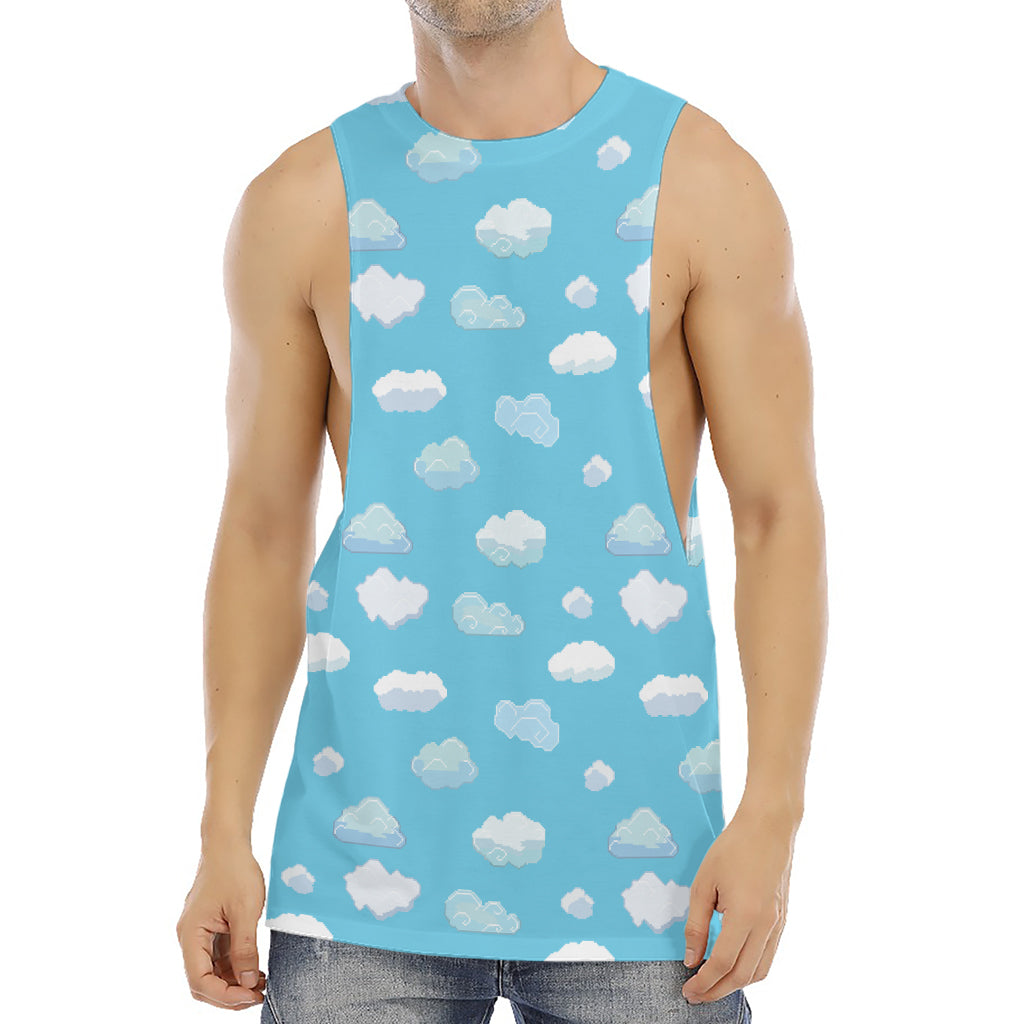 Pixel Cloud Pattern Print Men's Muscle Tank Top