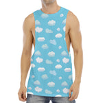 Pixel Cloud Pattern Print Men's Muscle Tank Top