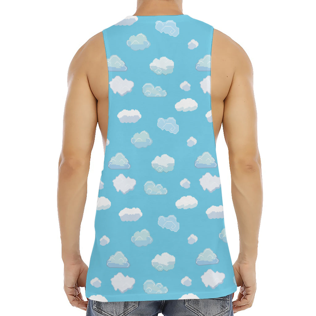 Pixel Cloud Pattern Print Men's Muscle Tank Top