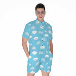 Pixel Cloud Pattern Print Men's Rompers