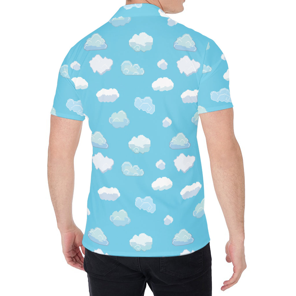 Pixel Cloud Pattern Print Men's Shirt