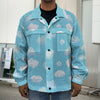 Pixel Cloud Pattern Print Men's Shirt Jacket