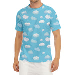 Pixel Cloud Pattern Print Men's Short Sleeve Rash Guard