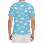 Pixel Cloud Pattern Print Men's Short Sleeve Rash Guard