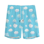 Pixel Cloud Pattern Print Men's Sports Shorts