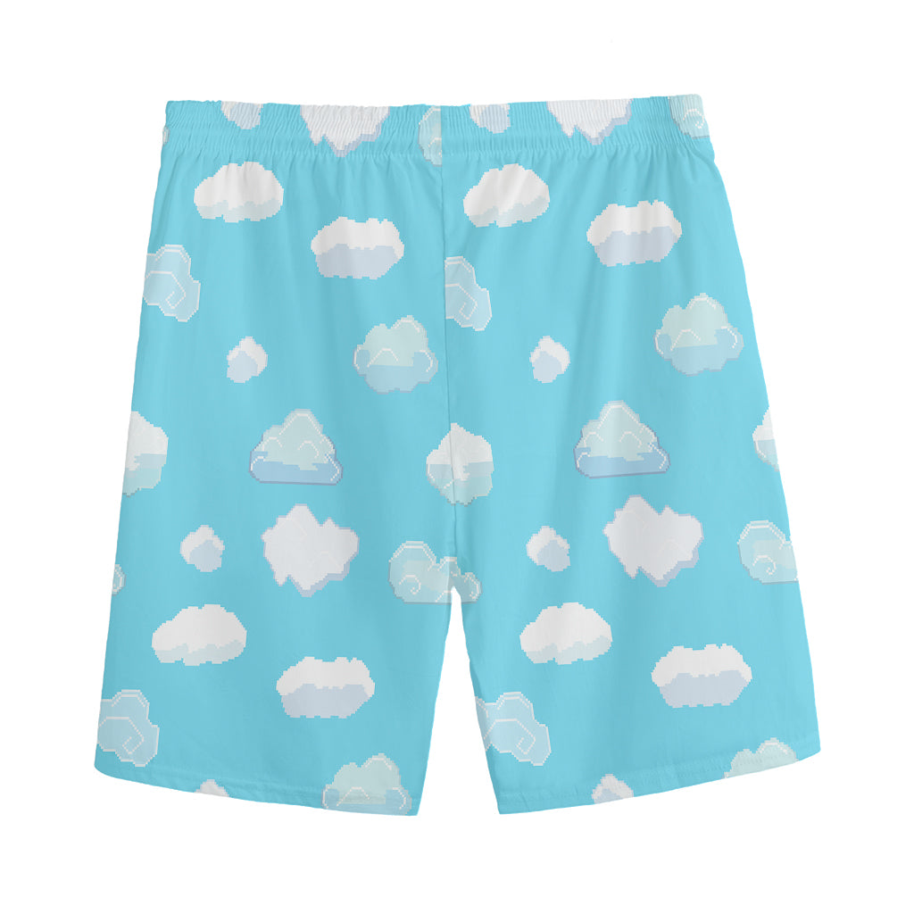 Pixel Cloud Pattern Print Men's Sports Shorts