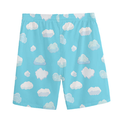 Pixel Cloud Pattern Print Men's Sports Shorts