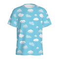 Pixel Cloud Pattern Print Men's Athletic T-Shirt