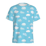 Pixel Cloud Pattern Print Men's Sports T-Shirt