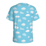 Pixel Cloud Pattern Print Men's Sports T-Shirt