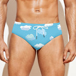 Pixel Cloud Pattern Print Men's Swim Briefs