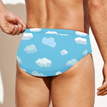 Pixel Cloud Pattern Print Men's Swim Briefs