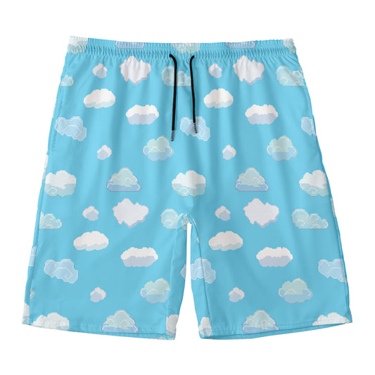 Pixel Cloud Pattern Print Men's Swim Trunks