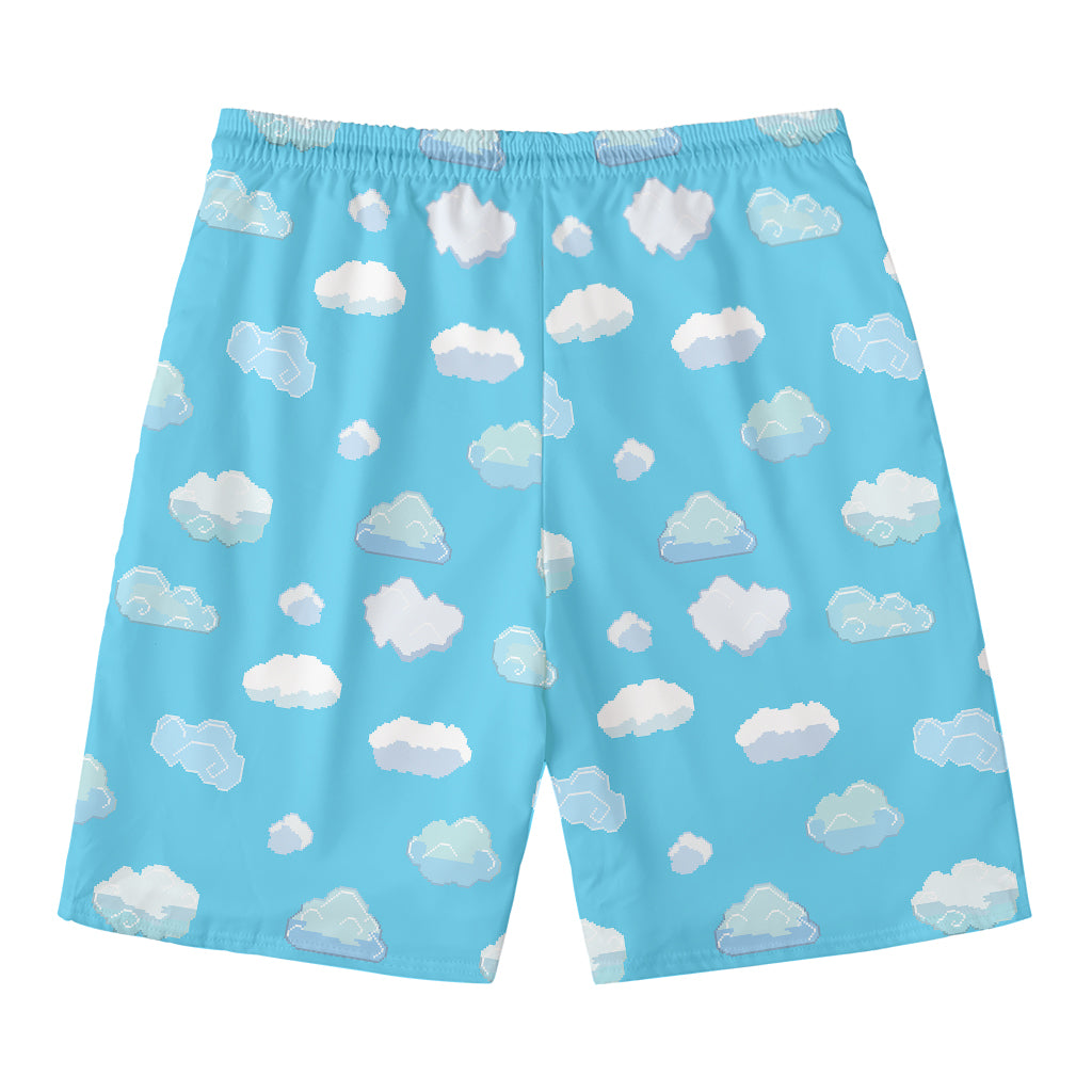 Pixel Cloud Pattern Print Men's Swim Trunks