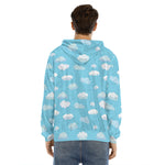 Pixel Cloud Pattern Print Men's Velvet Pullover Hoodie