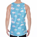 Pixel Cloud Pattern Print Men's Velvet Tank Top