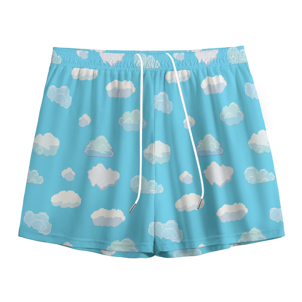 Pixel Cloud Pattern Print Mesh Shorts
