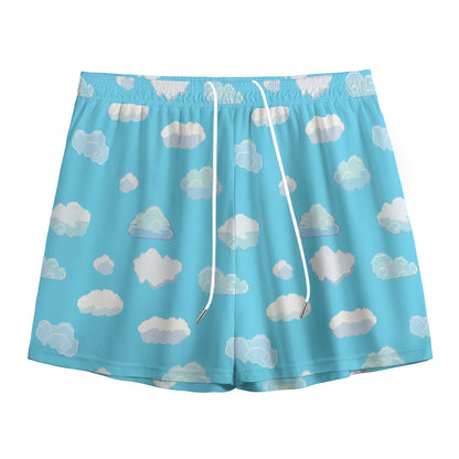 Pixel Cloud Pattern Print Mesh Shorts