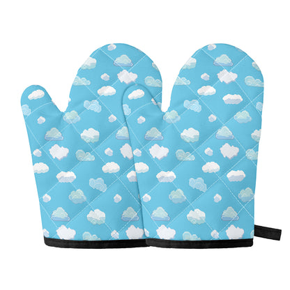 Pixel Cloud Pattern Print Oven Mitts