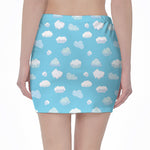 Pixel Cloud Pattern Print Pencil Mini Skirt