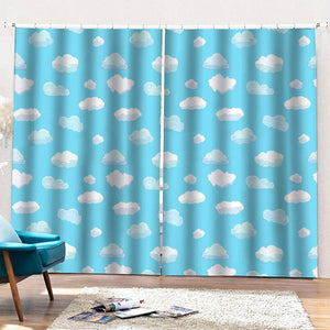 Pixel Cloud Pattern Print Pencil Pleat Curtains