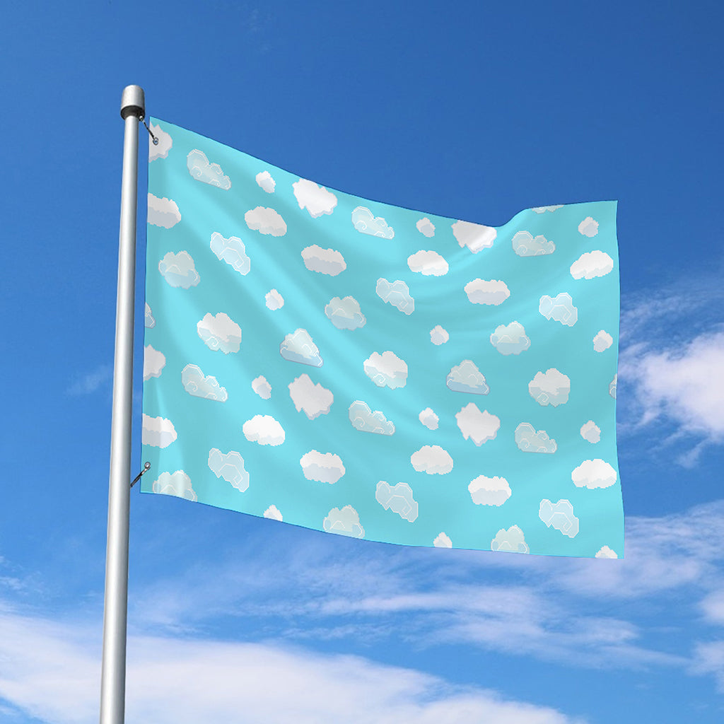 Pixel Cloud Pattern Print Polyester Flag