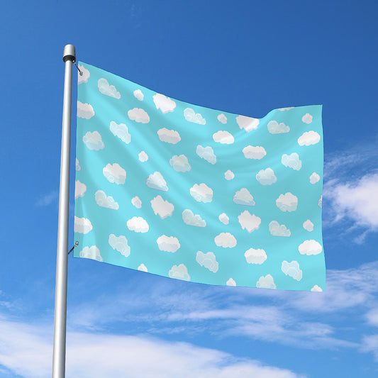 Pixel Cloud Pattern Print Polyester Flag